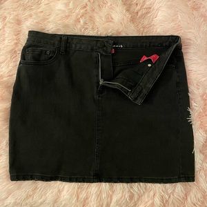 black denim mini skirt